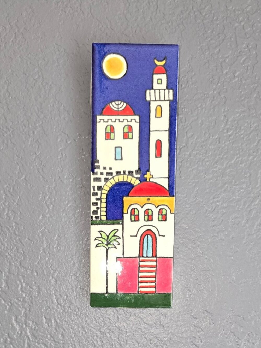 Jerusalem Pottery Karakashian Bros Armenian Ceramic Tile Old City Skyline Rare